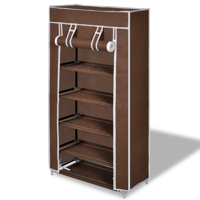 Dealsmate  Shoe Cabinet with Cover 58 x 28 x 106 cm Brown Fabric
