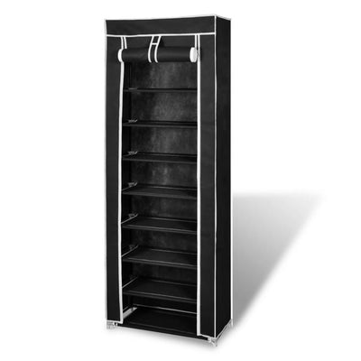 Dealsmate Fabric Shoe Cabinet with Cover 162 x 57 x 29 cm Black