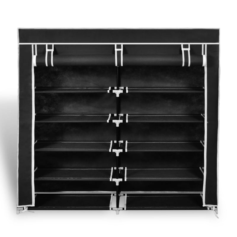 Dealsmate Fabric Shoe Cabinet with Cover 115 x 28 x 110 cm Black