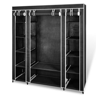 Dealsmate  Wardrobe with Compartments and Rods 45x150x176 cm Black Fabric