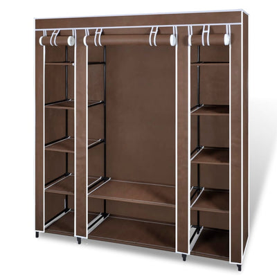 Dealsmate  Wardrobe with Compartments and Rods 45x150x176 cm Brown Fabric