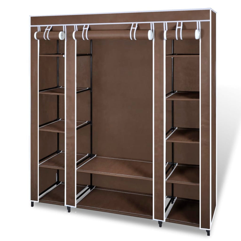 Dealsmate  Wardrobe with Compartments and Rods 45x150x176 cm Brown Fabric
