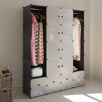 Dealsmate  Modular Cabinet 18 Compartments Black and White 37x146x180.5 cm