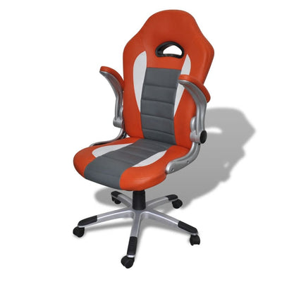Dealsmate Office Artificial Leather Chair Modern Design Orange