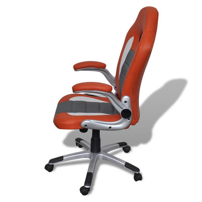 Dealsmate Office Artificial Leather Chair Modern Design Orange