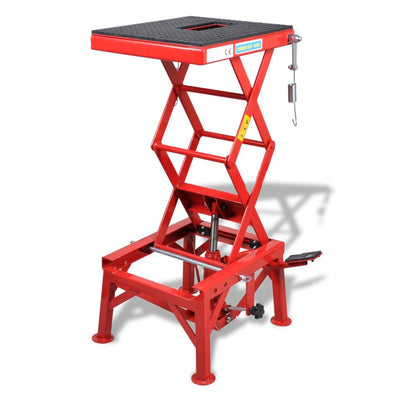 Dealsmate Red Motorcycle Lift 150 kg with Foot Pad, Locking Bar, Release Valve