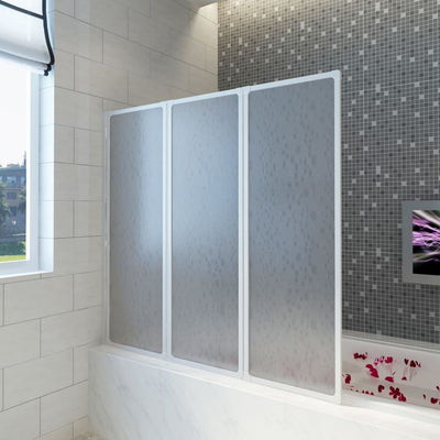 Dealsmate Shower Bath Screen Wall 117 x 120 cm 3 Panels Foldable