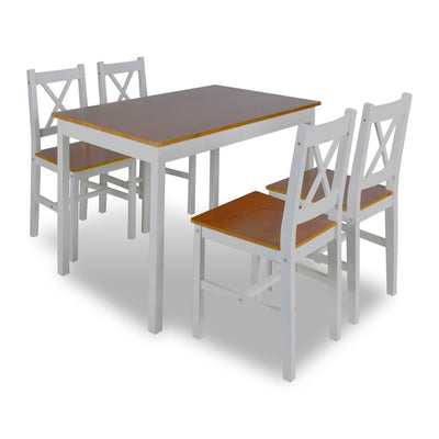 Dealsmate  5 Piece Dining Set Brown and White