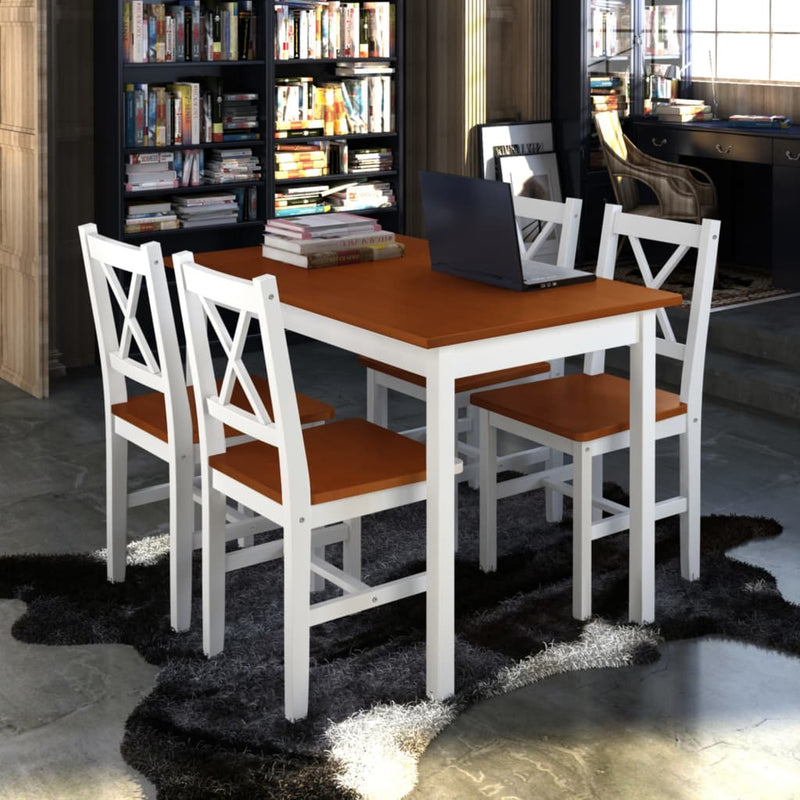 Dealsmate  5 Piece Dining Set Brown and White