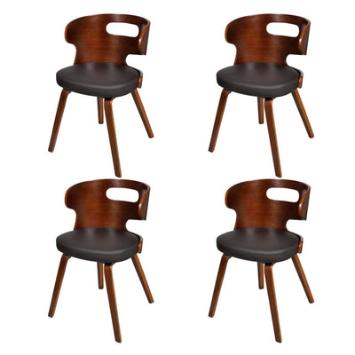 Dealsmate  Dining Chairs 4 pcs Brown Bent Wood and Faux Leather