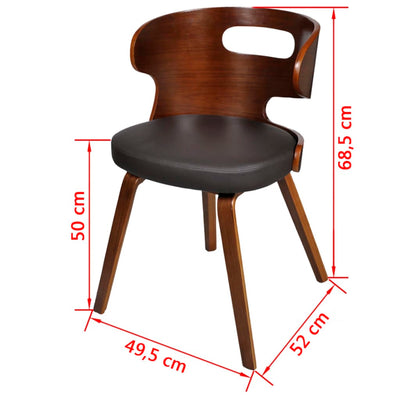 Dealsmate  Dining Chairs 4 pcs Brown Bent Wood and Faux Leather