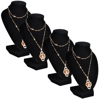 Dealsmate Flannel Jewelry Holder Necklace Bust Black 9 x 8.5 x 15 cm 4 pcs
