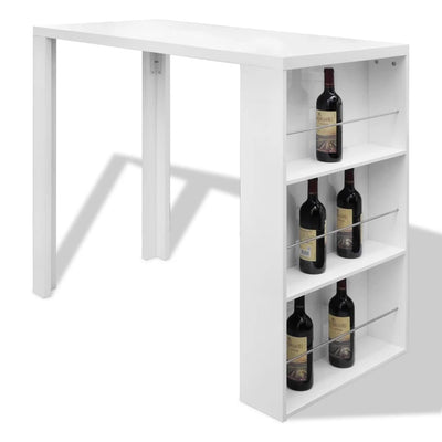 Dealsmate  Bar Table MDF with Wine Rack High Gloss White