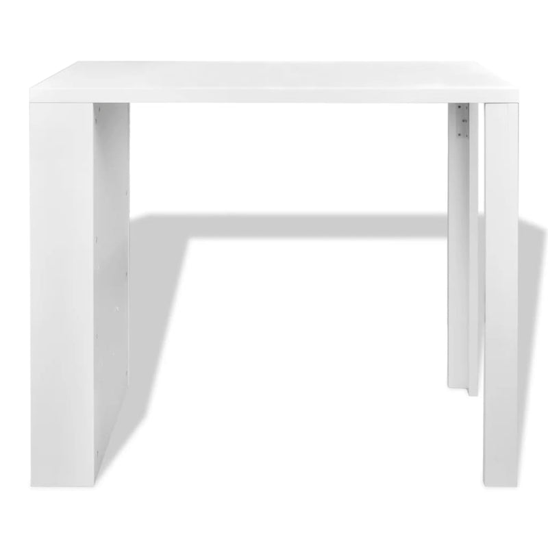 Dealsmate  Bar Table MDF with Wine Rack High Gloss White