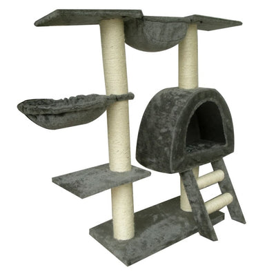 Dealsmate Cat Tree 105 cm Grey Plush with 2 Scratching Posts