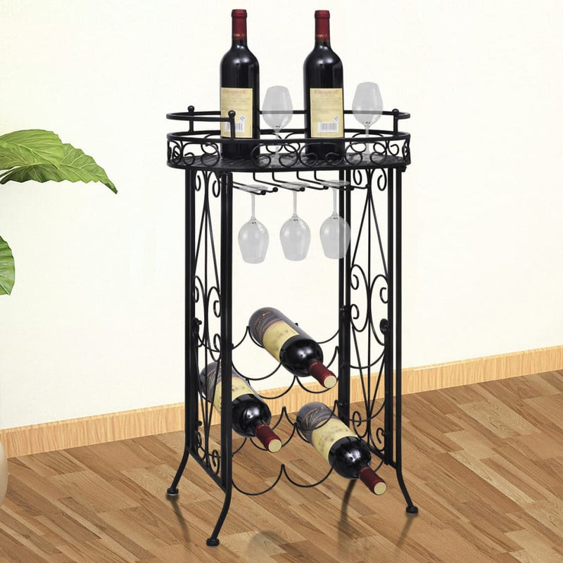 Dealsmate  Wine Rack with Glass Holder for 9 Bottles Metal