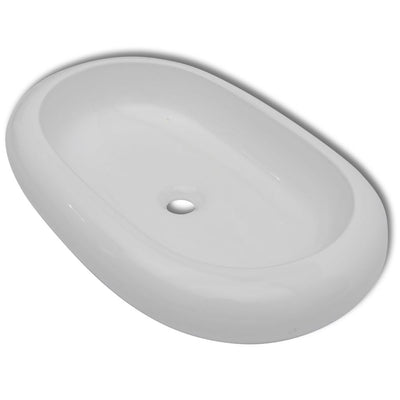 Dealsmate  Luxury Ceramic Basin Oval-shaped Sink White 63 x 42 cm