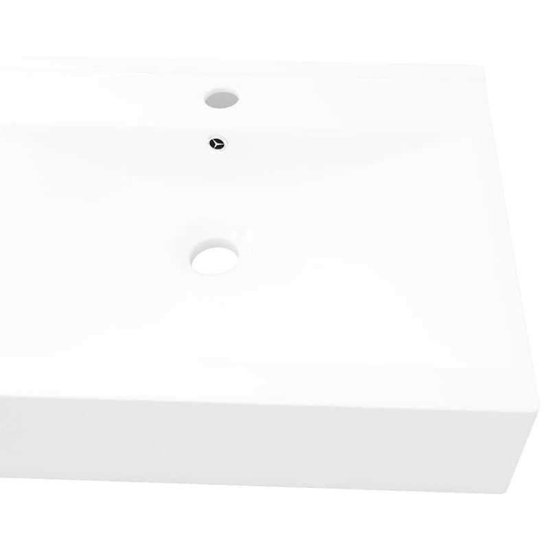 Dealsmate  Luxury Ceramic Basin Rectangular Sink White with Faucet Hole
