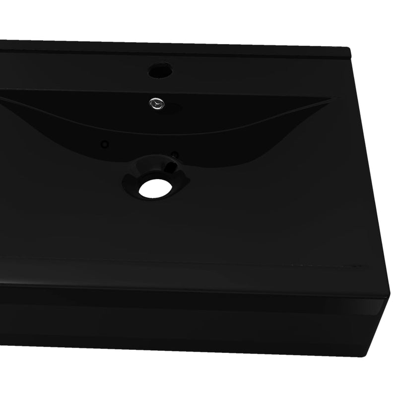 Dealsmate Rectangular Ceramic Basin Black with Faucet Hole 60x46cm
