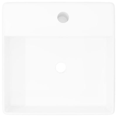 Dealsmate  Ceramic Basin Square with Overflow and Faucet Hole 41 x 41 cm