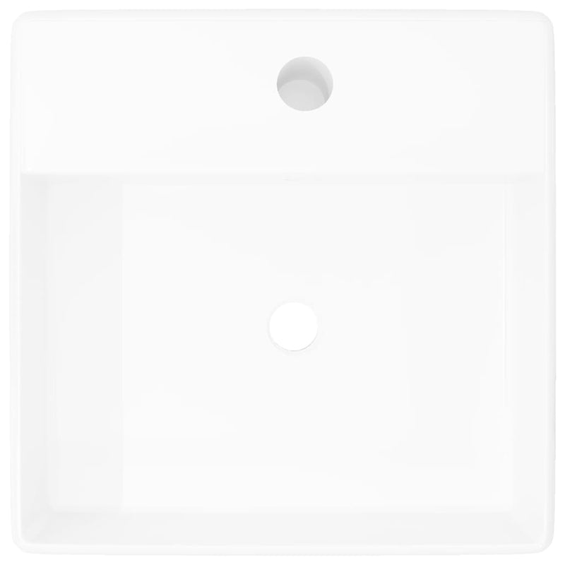 Dealsmate  Ceramic Basin Square with Overflow and Faucet Hole 41 x 41 cm