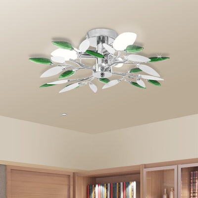 Dealsmate Ceiling Lamp Acrylic Crystal Leaf Arms 3 E14 Bulbs