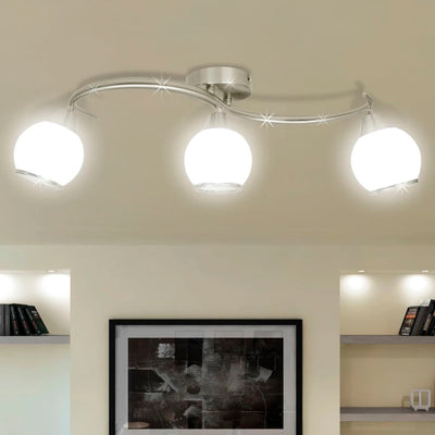Dealsmate Ceiling Lamp with Glass Shades on Waving Rail for 3 E14 Bulb