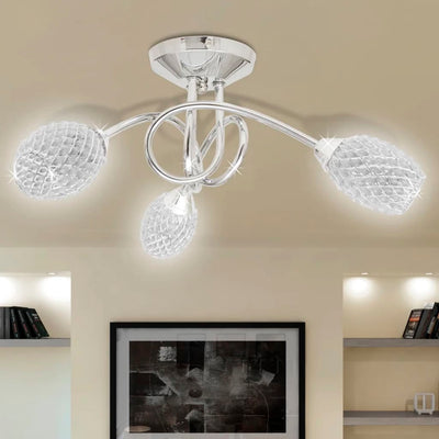 Dealsmate Ceiling Lamp with White Acrylic Crystal Shades for 3 G9 Bulb