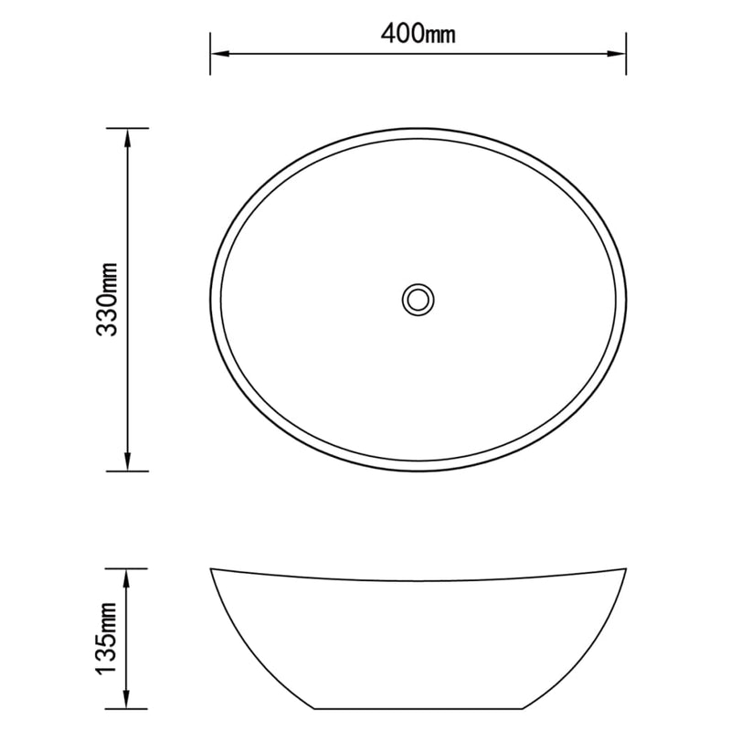 Dealsmate  Luxury Ceramic Basin Oval-shaped Sink Black 40 x 33 cm
