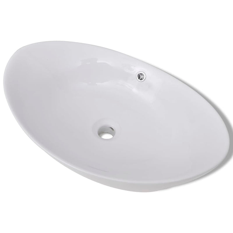 Dealsmate  Luxury Ceramic Basin Oval with Overflow 59 x 38.5 cm