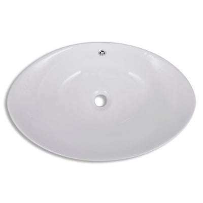Dealsmate  Luxury Ceramic Basin Oval with Overflow 59 x 38.5 cm