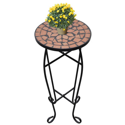 Dealsmate Mosaic Side Table Plant Table Terracotta