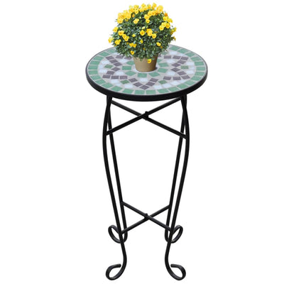 Dealsmate Mosaic Side Table Plant Table Green White
