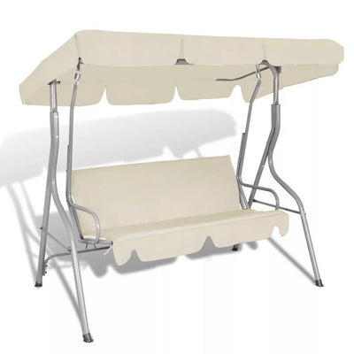 Dealsmate  Outdoor Hanging Swing Bench with a Canopy for 3 Persons Sand White