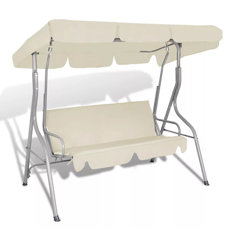 Dealsmate  Outdoor Hanging Swing Bench with a Canopy for 3 Persons Sand White