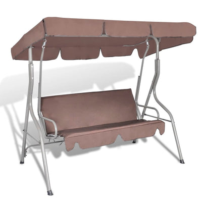 Dealsmate  Outdoor Hanging Swing Bench with a Canopy Coffee for 3 Persons