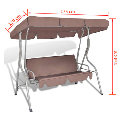 Dealsmate  Outdoor Hanging Swing Bench with a Canopy Coffee for 3 Persons
