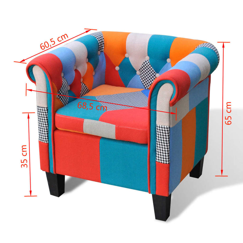 Dealsmate  Armchair with Patchwork Design Fabric