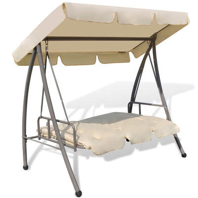 Dealsmate  Outdoor Convertible Swing Bench with Canopy Sand White