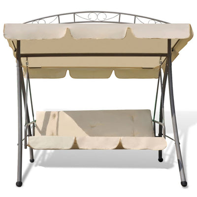 Dealsmate  Outdoor Convertible Swing Bench Canopy Patterned Arch Sand White