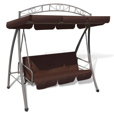 Dealsmate  Outdoor Convertible Swing Bench Canopy Patterned Arch Coffee