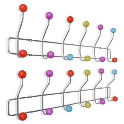 Dealsmate  Colourful Wall Peg Board with 12 Hooks 2 pcs