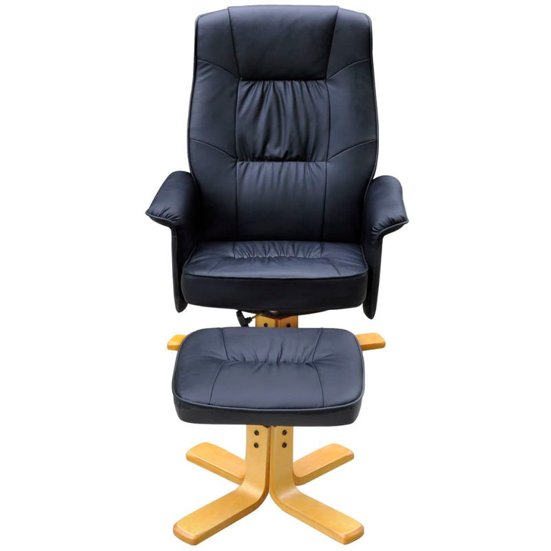 Dealsmate  Armchair with Footrest Black Faux Leather
