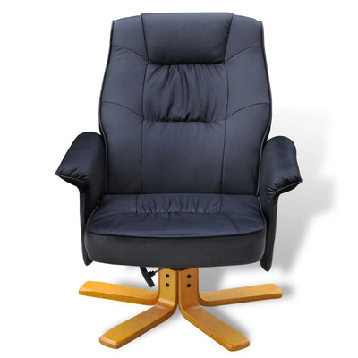 Dealsmate  Armchair with Footrest Black Faux Leather