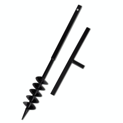 Dealsmate Ground Drill with Handle Auger Bit 100 mm Double Spirals Steel Black