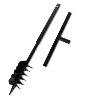 Dealsmate Ground Drill with Handle Auger Bit 120 mm Double Spirals Steel Black