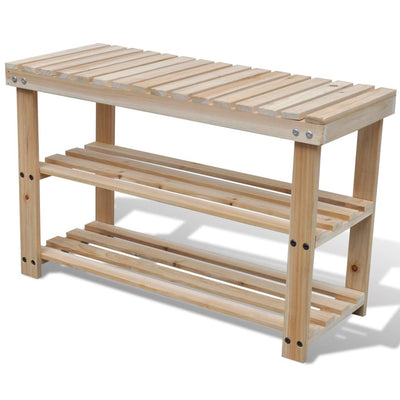 Dealsmate  2-in-1 Shoe Rack with Bench Top Solid Fir Wood
