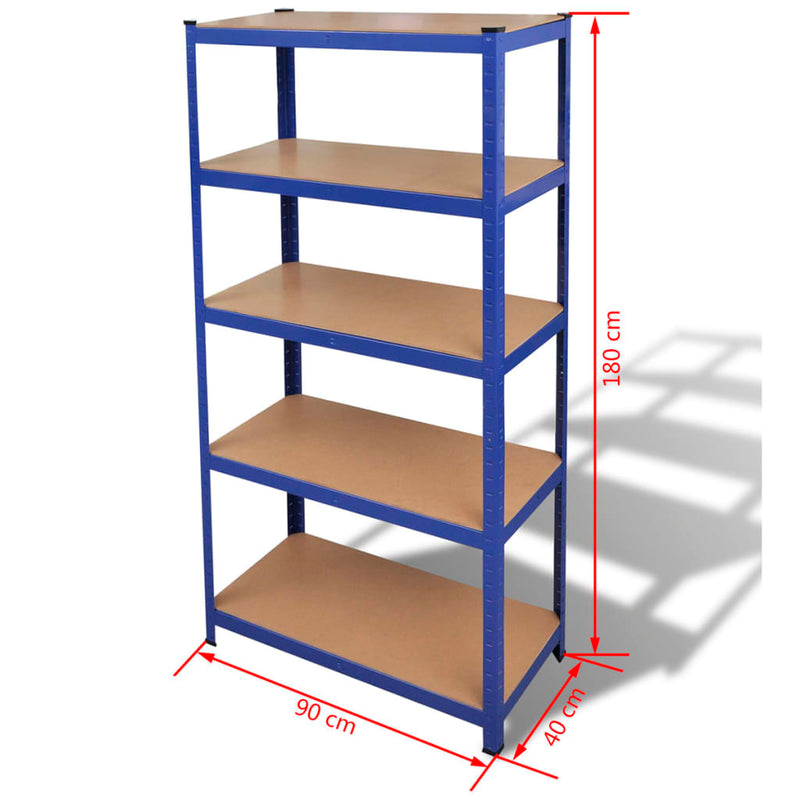 Dealsmate  5-Layer Storage Shelf Blue Steel&Engineered Wood