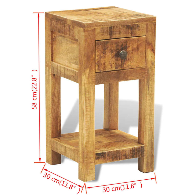 Dealsmate  Nightstand with 1 Drawer Solid Mango Wood
