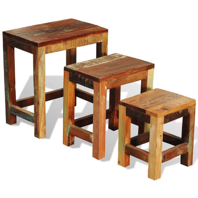 Dealsmate  Nesting Table Set 3 Pieces Vintage Reclaimed Wood
